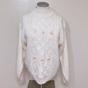 Vintage Jason Maxwell Hand Knit Sweater L Cottagecore Grannycore Academia